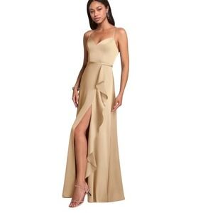 Azazie Naeem Bridesmaid Evening Dress Size 10‎ Mustard-yellow